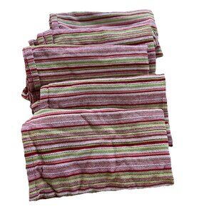 Danica red pink stripe cotton cloth napkin set 5 Valentine's Day Easter Barbie